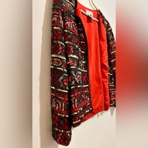 Silk women sequence / beaded jacket size L